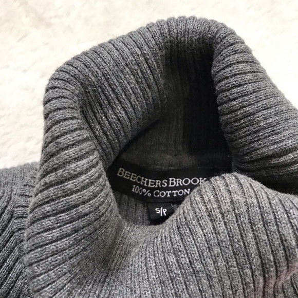 Beechers Brook Turtleneck Colorblock Shirt Raglan Sleeve Gray White Pink - Picture 2 of 7
